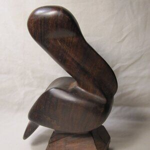 vintage 7" tall Ironwood Carved Pelican wooden Statue